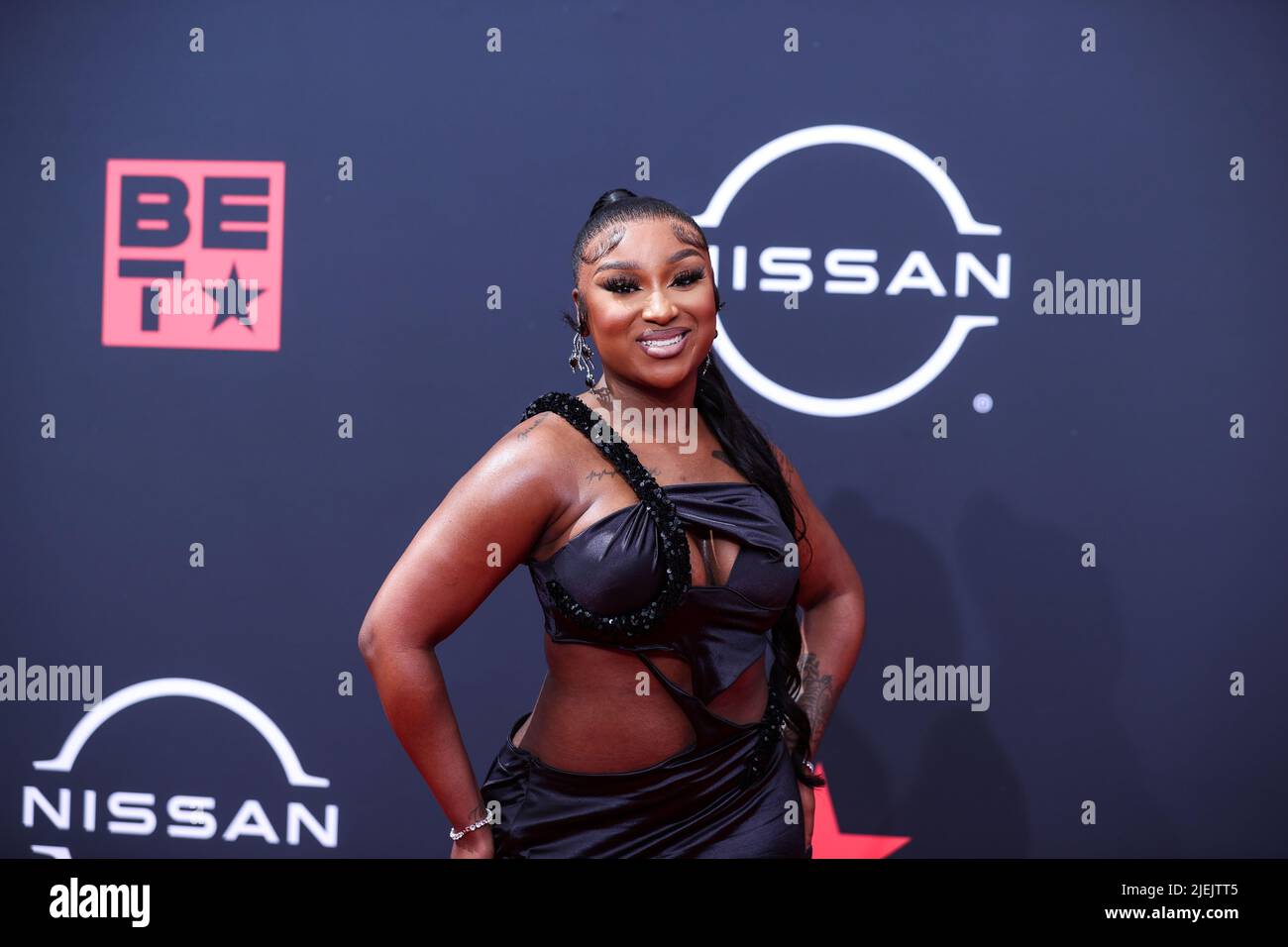 LOS ANGELES, CALIFORNIA, USA - JUNE 26: Erica Banks arrives at the BET Awards 2022 held at Microsoft Theater at L.A. Live on June 26, 2022 in Los Angeles, California, United States. (Photo by Xavier Collin/Image Press Agency) Credit: Image Press Agency/Alamy Live News Stock Photo