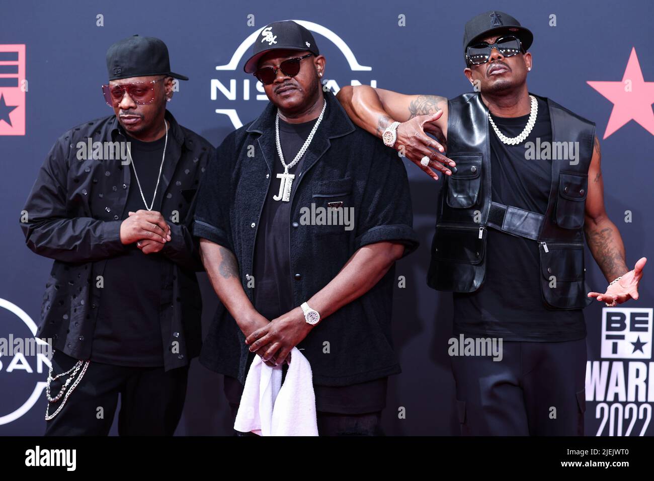 LOS ANGELES, CALIFORNIA, USA JUNE 26 KCi, DeVante Swing and Joel Hailey of Jodeci arrive at