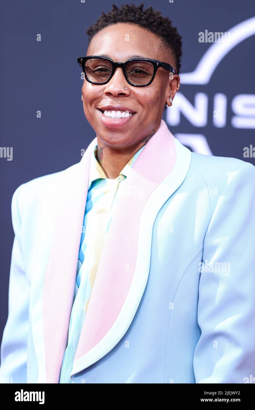 LOS ANGELES, CALIFORNIA, USA - JUNE 26: American actress Lena Waithe wearing a Casablanca suit arrives at the BET Awards 2022 held at Microsoft Theater at L.A. Live on June 26, 2022 in Los Angeles, California, United States. (Photo by Xavier Collin/Image Press Agency) Credit: Image Press Agency/Alamy Live News Stock Photo