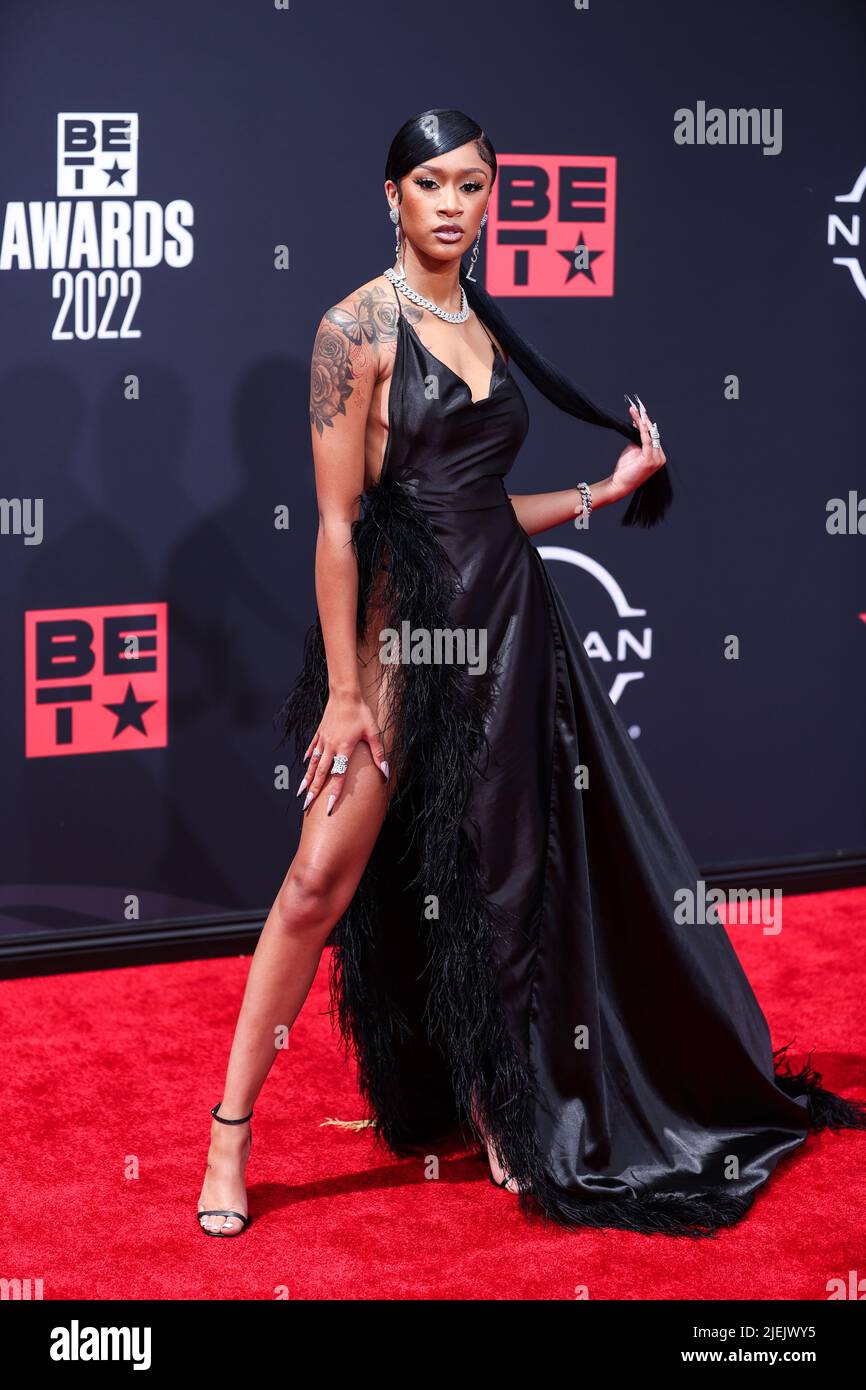 LOS ANGELES, CALIFORNIA, USA JUNE 26 Lakeyah arrives at the BET