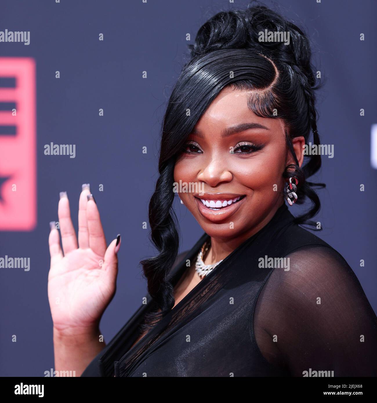 LOS ANGELES, CALIFORNIA, USA - JUNE 26: Light Skin Keisha arrives at the  BET Awards 2022 held at Microsoft Theater at L.A. Live on June 26, 2022 in  Los Angeles, California, United