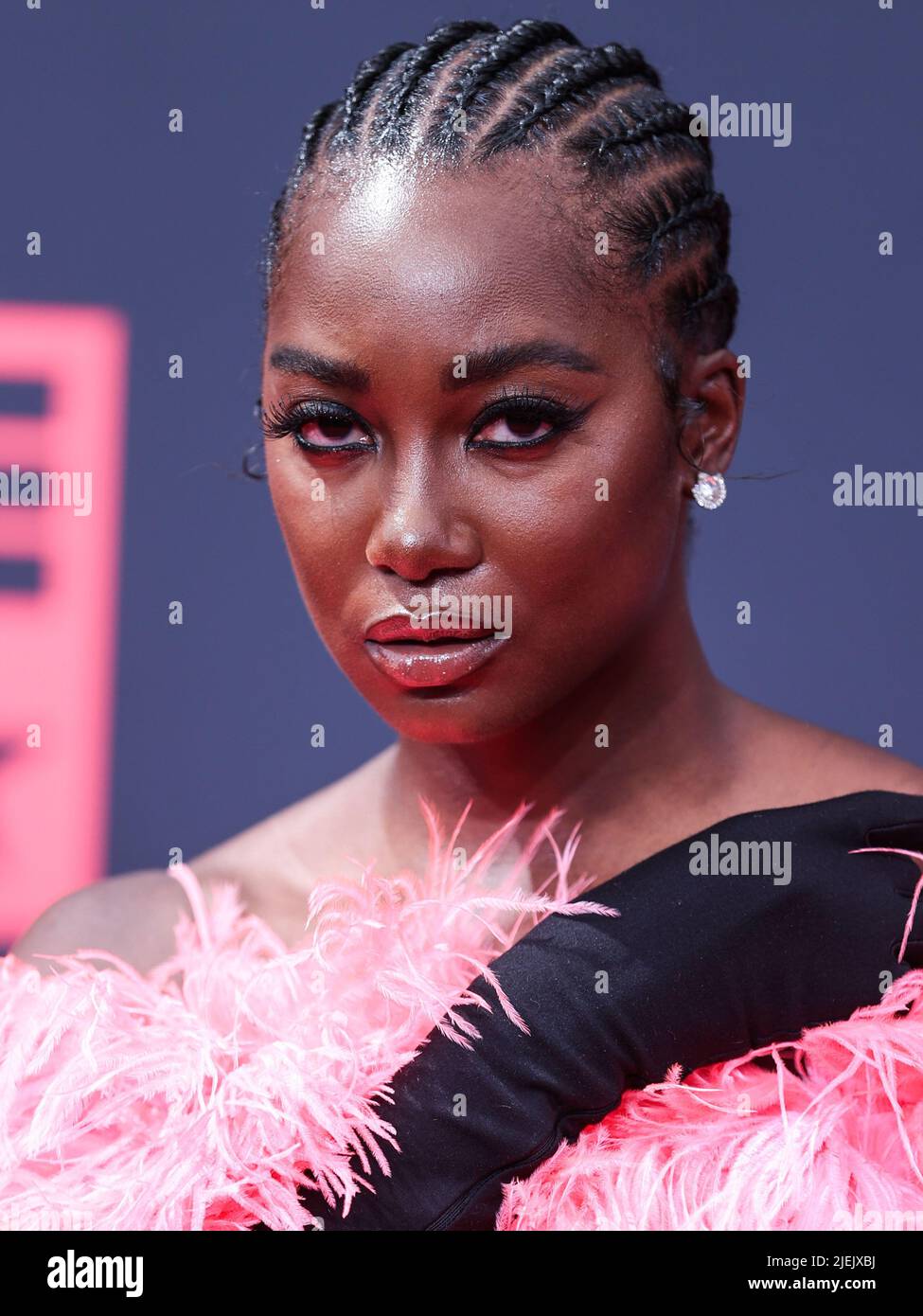 LOS ANGELES, CALIFORNIA, USA - JUNE 26: Mouna Traoré (Mouna Traore) arrives at the BET Awards 2022 held at Microsoft Theater at L.A. Live on June 26, 2022 in Los Angeles, California, United States. (Photo by Xavier Collin/Image Press Agency) Credit: Image Press Agency/Alamy Live News Stock Photo
