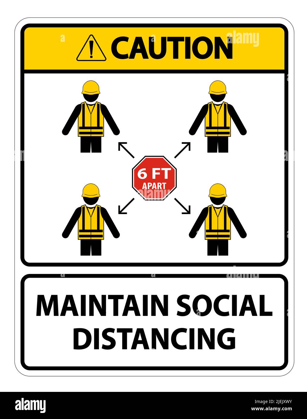 Caution Maintain social distancing, stay 6ft apart sign,coronavirus ...