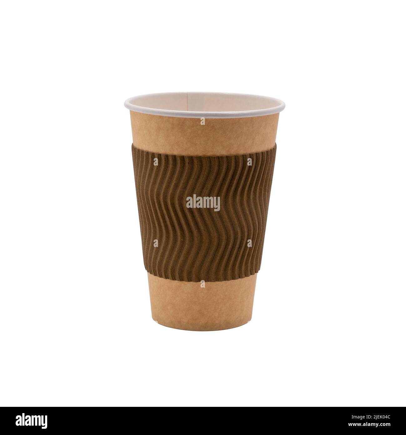 Brown kraft paper coffeetea cup. Isolated on white background. Ready