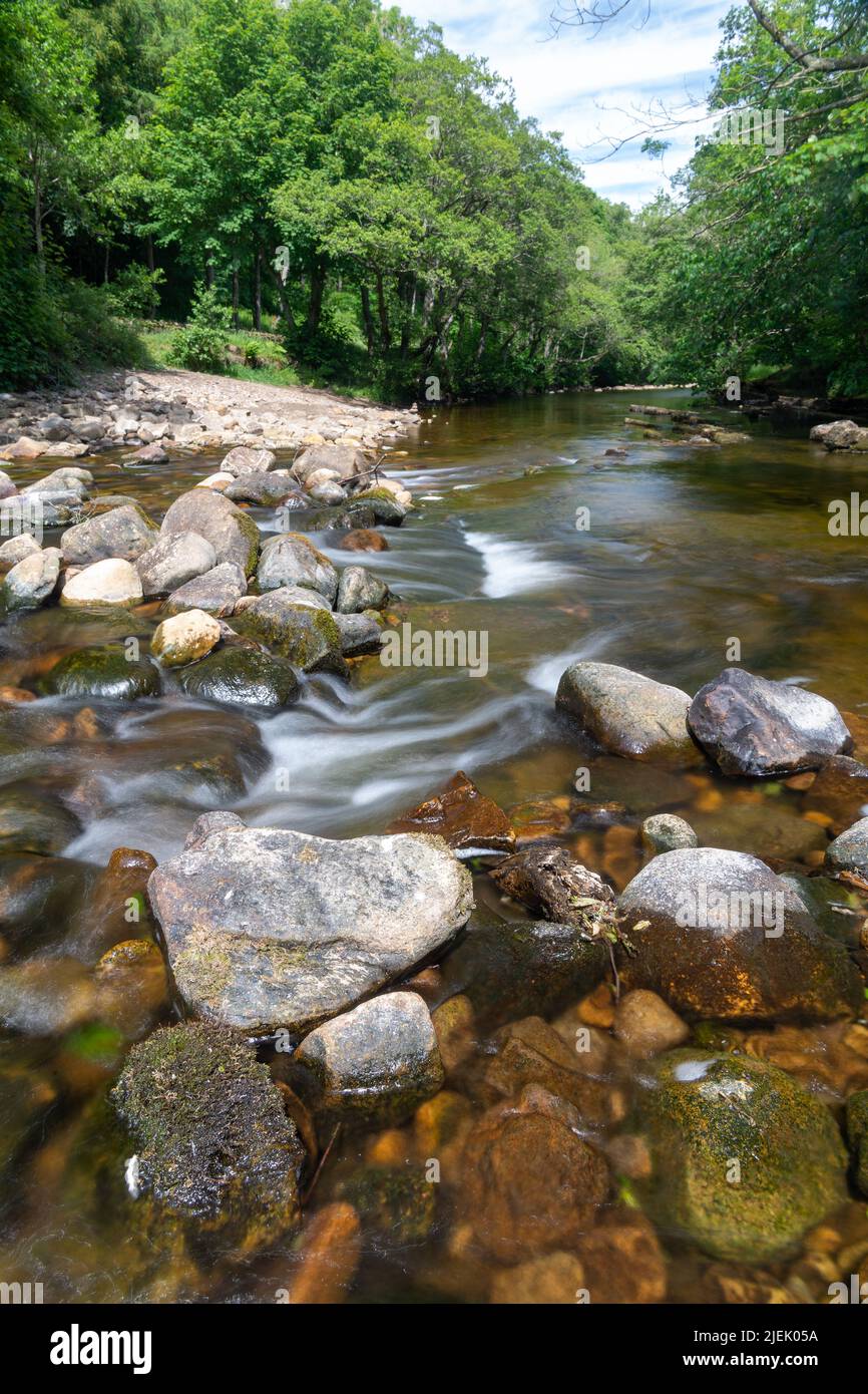 River Swale flowing down near the village of Ivelet between Muker and Gunnerside in Swaledale, Yorkshire Dales National Park, UK. Stock Photo