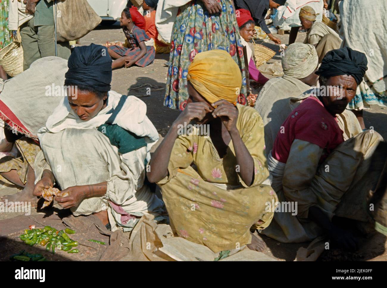 Gambia Local People Sitting At Market Stock Photo