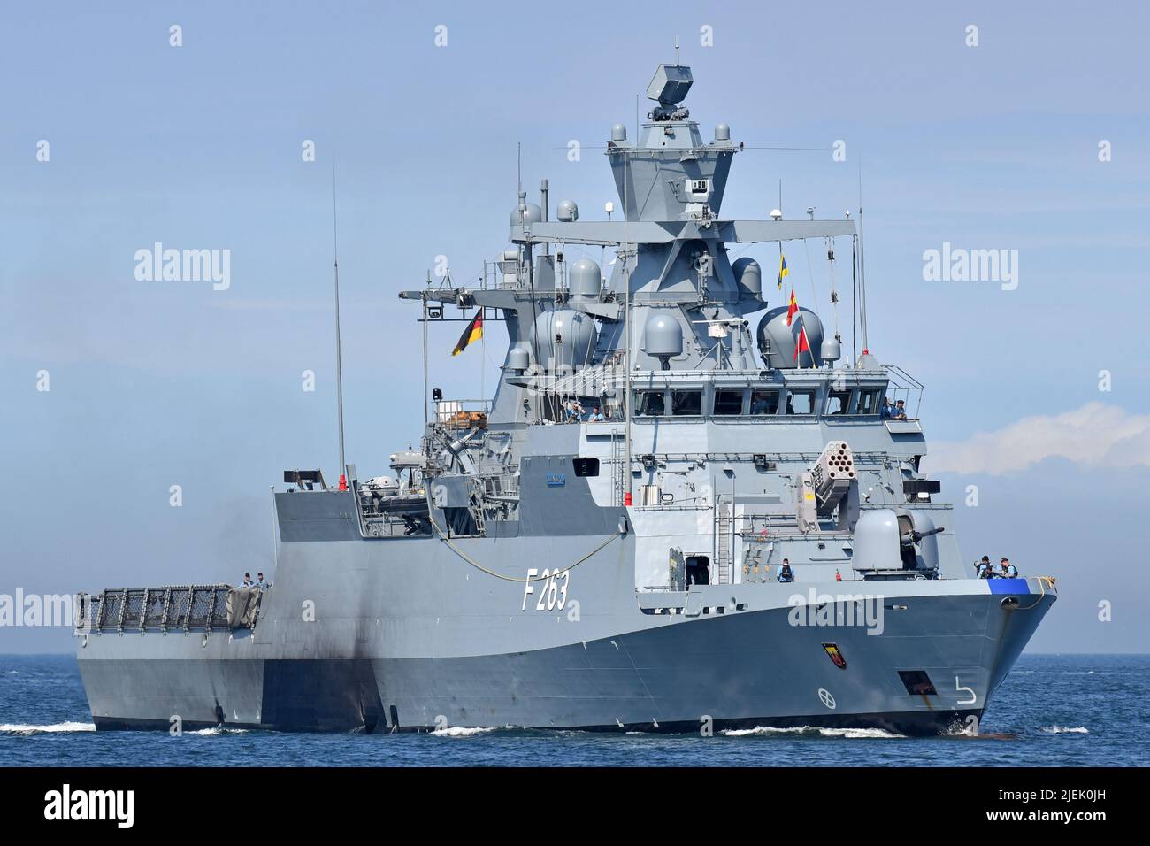 German navy's corvette F263 OLDENBURG inbound for Kiel naval base