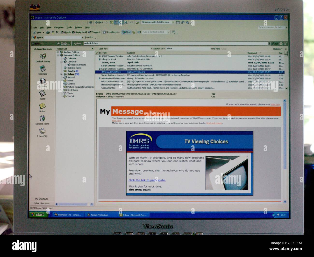 Email on a Computer Viewsonic Monitor Stock Photo