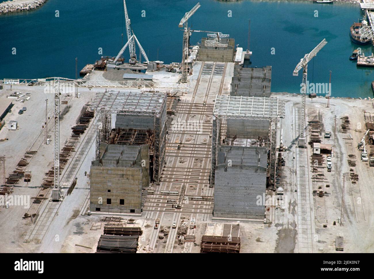 Dubai UAE Aerial View of Construction Stock Photo