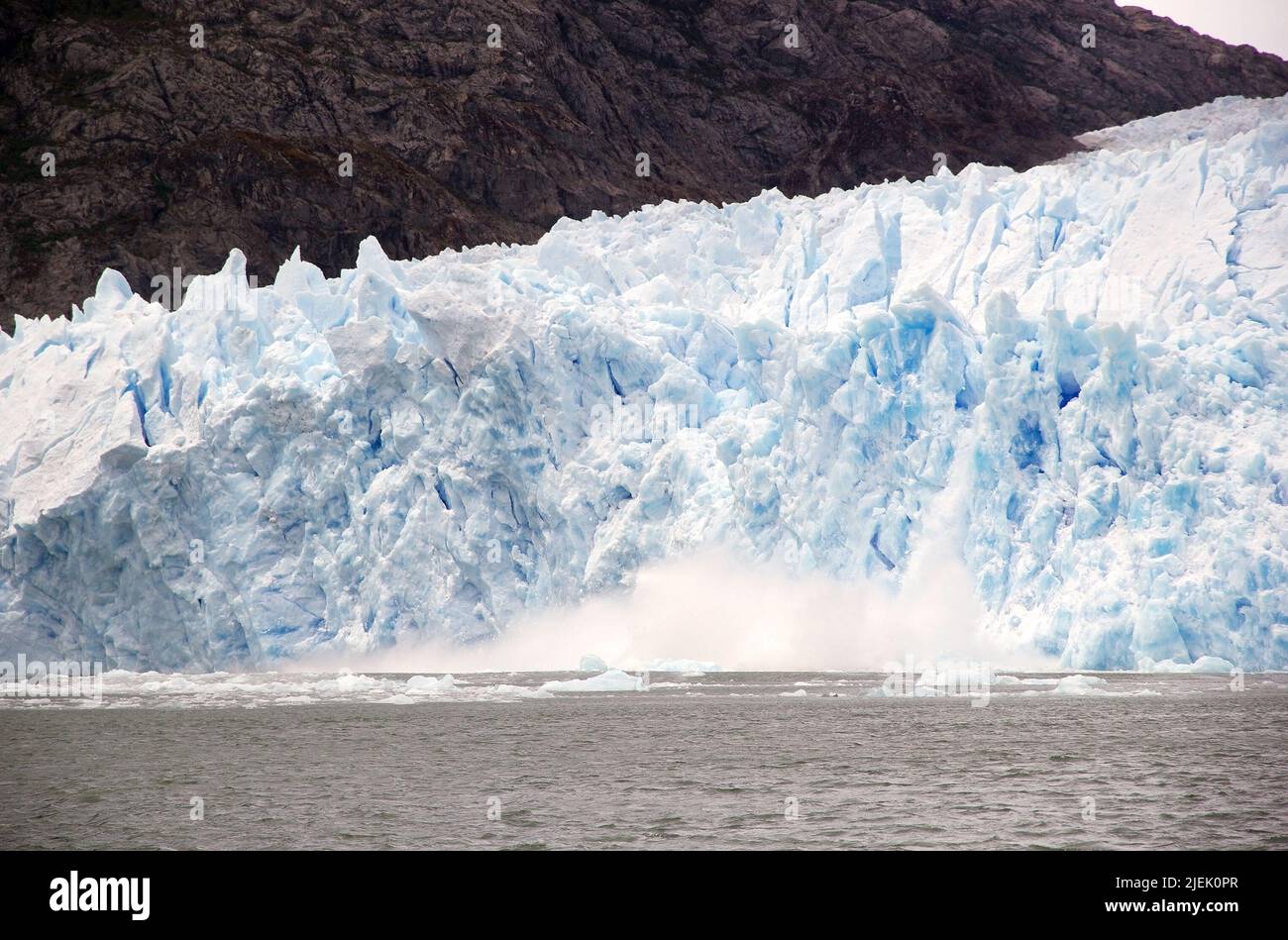 Ice collapse at the San Rafael Glacier view from the lagoon, Patagonia