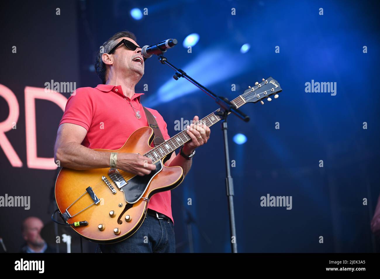 Leeds, UK. 25th June, 2022. Nick Heyward of "Haircut 100" seen performing at Lets Rock Leeds 80s