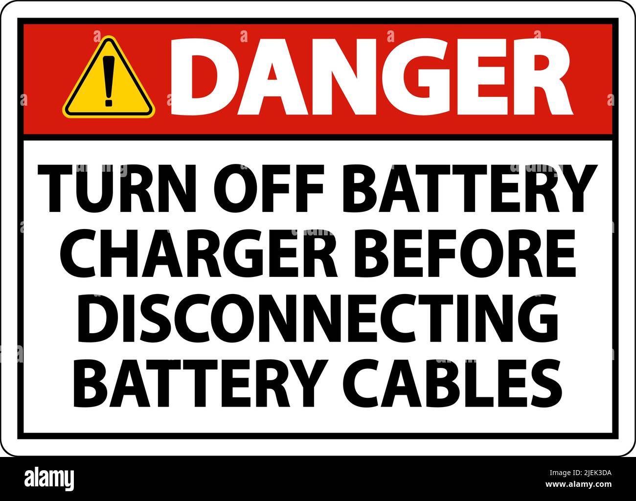 Danger Turn Off Battery Charger Sign On White Background Stock Vector