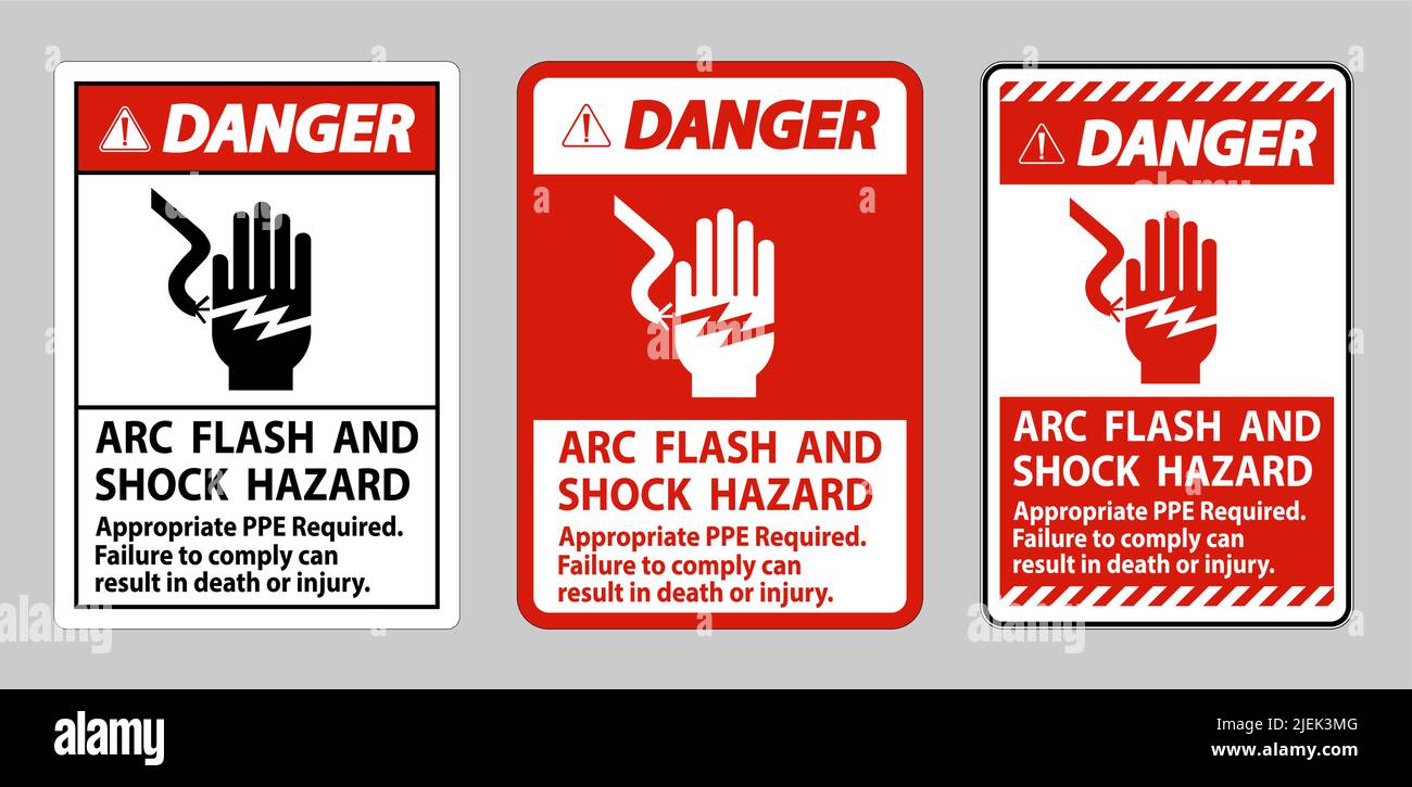Danger Sign Arc Flash And Shock Hazard Appropriate PPE Required Stock ...