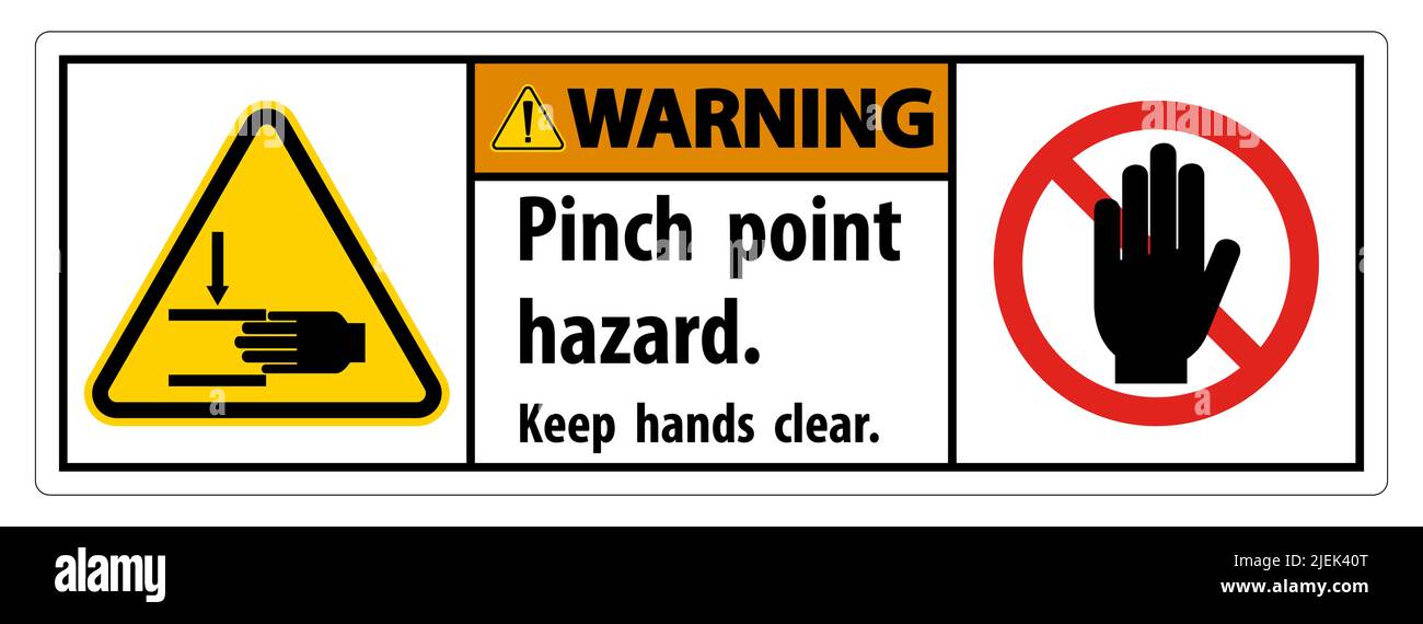 Warning Pinch Point Hazard,Keep Hands Clear Symbol Sign Isolate on