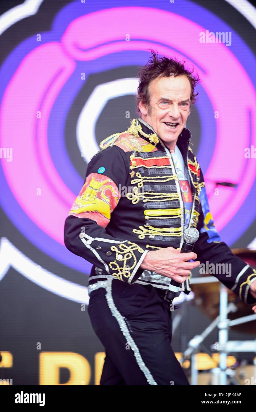 Leeds, UK. 25th June, 2022. Edward Tudor-Pole seen performing at Lets Rock Leeds 80s Festival in Temple Newsom, UK. (Photo by Robin Burns/SOPA Images/Sipa USA) Credit: Sipa USA/Alamy Live News Stock Photo