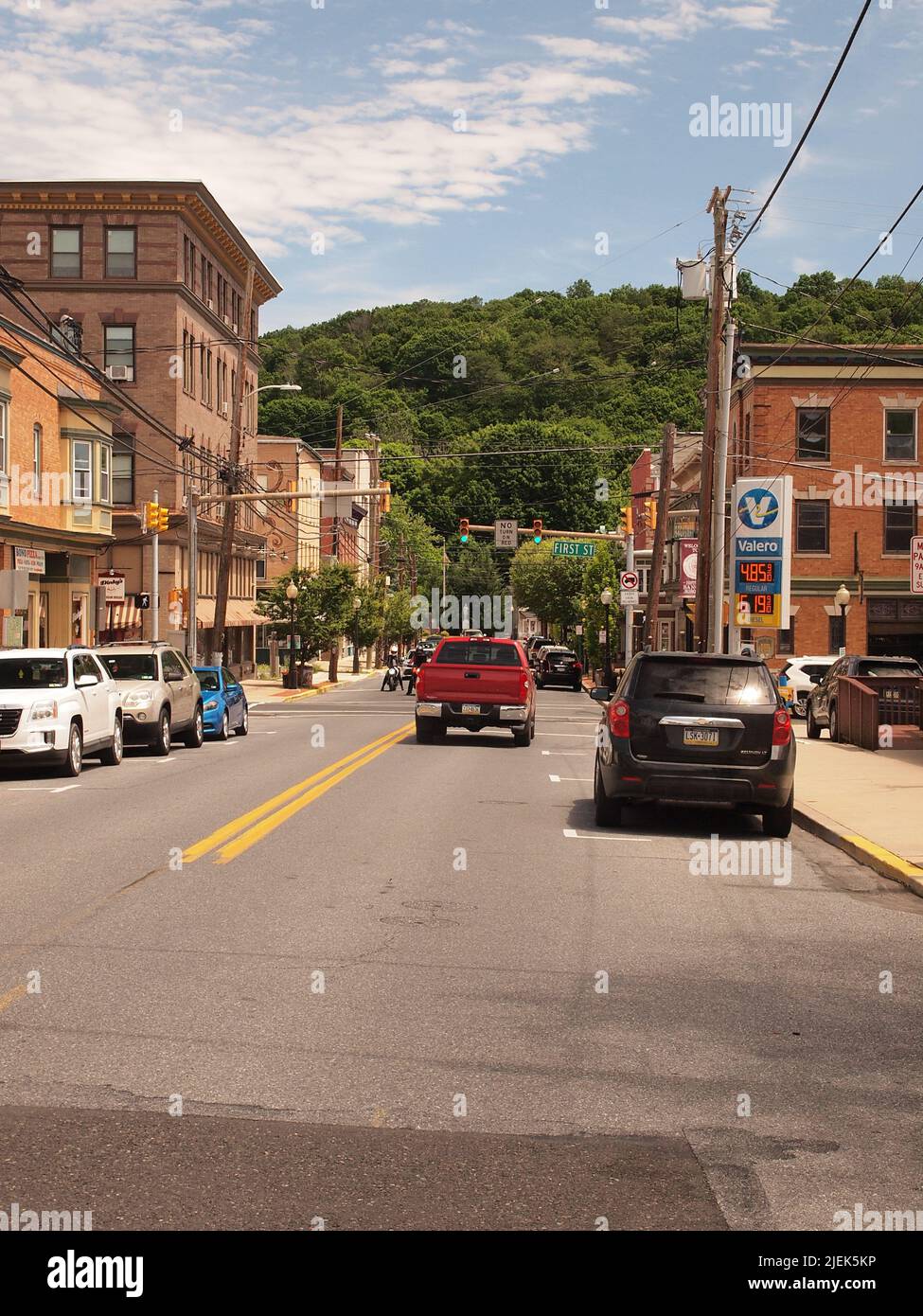 Bangor, Pennsylvania downtown showing the quaintness of an America past. A main street like a