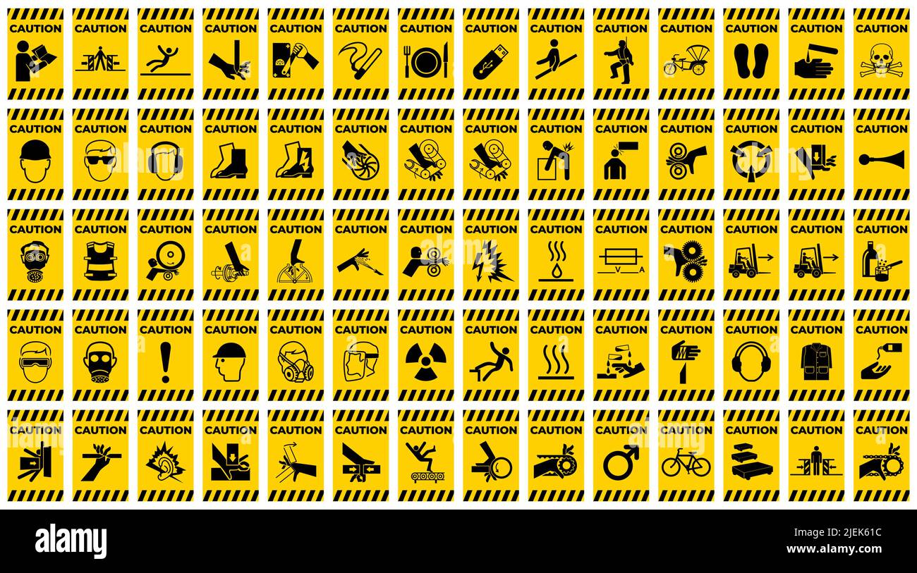 Set Caution Prohibition Sign Symbol on white background Stock Vector