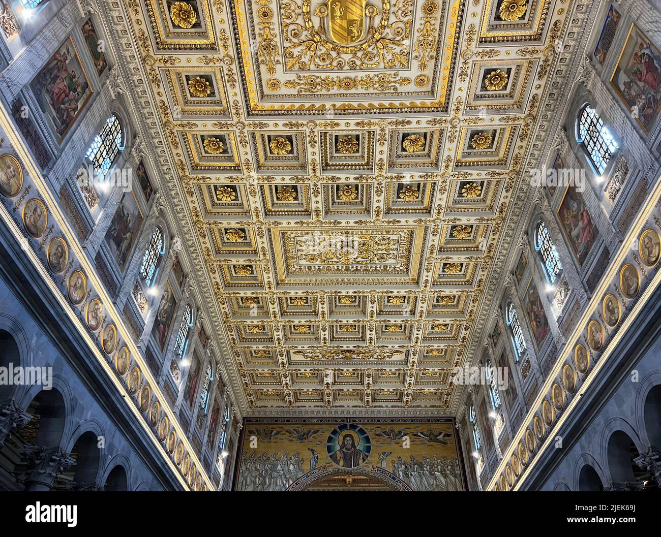 The Splendid Ceiling Of The Basilica Of Saint Paul, Rome Stock Photo ...