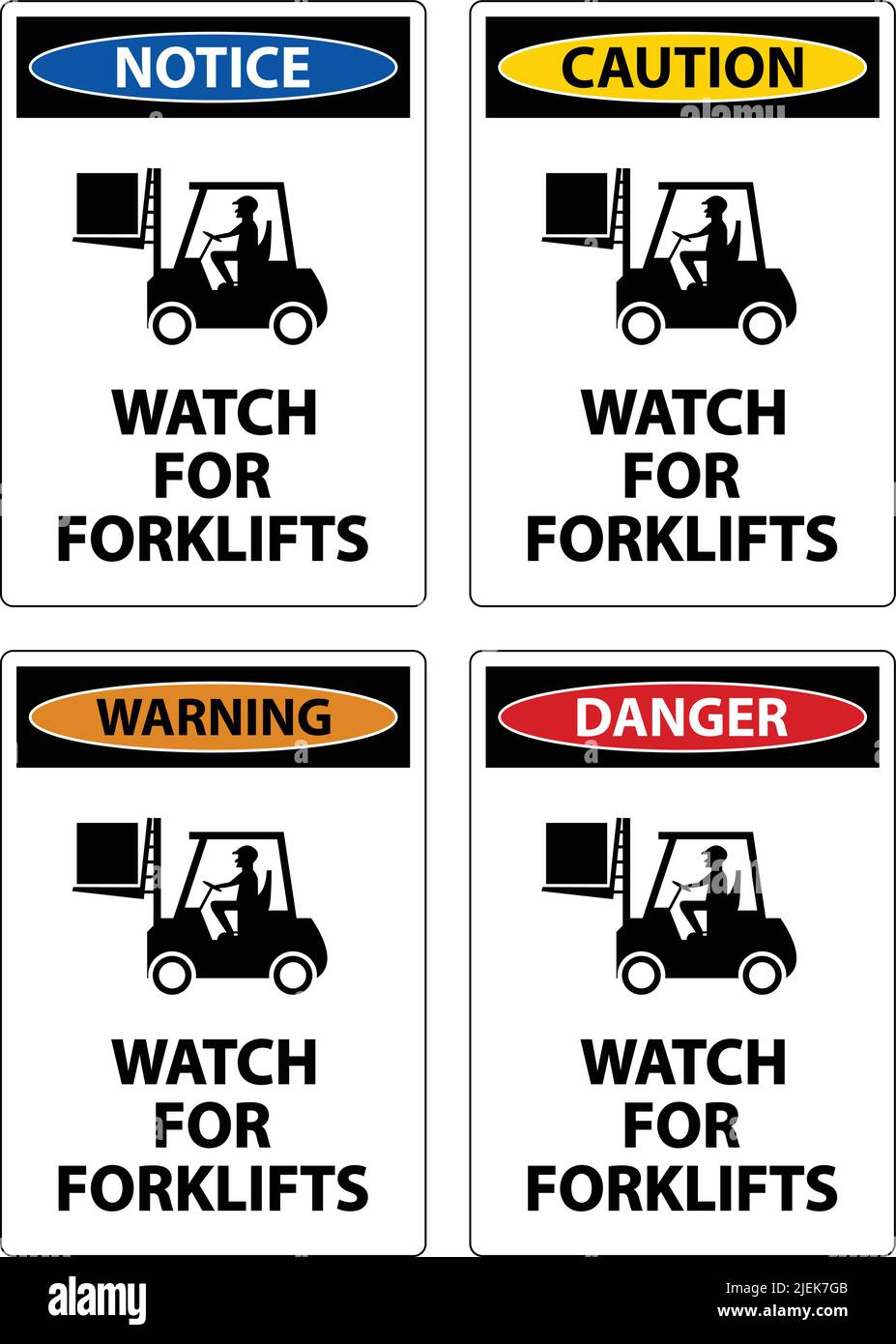 Caution Watch For Forklifts Sign On White Background Stock Vector Image ...