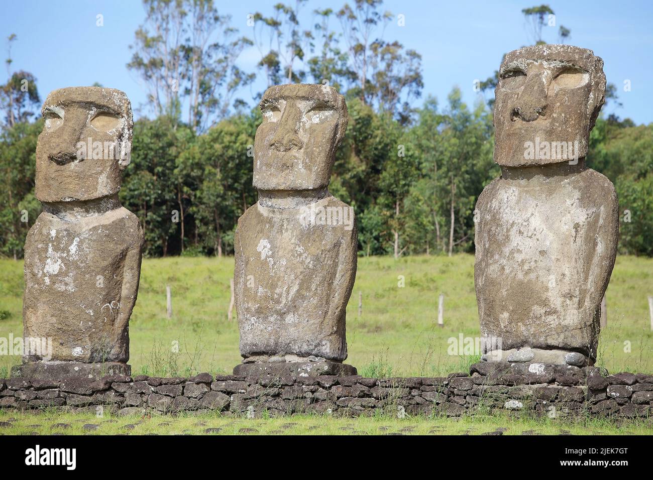 Details of moai at Ahu Akivi, Easter island, Chile. Ahu Akivi is a