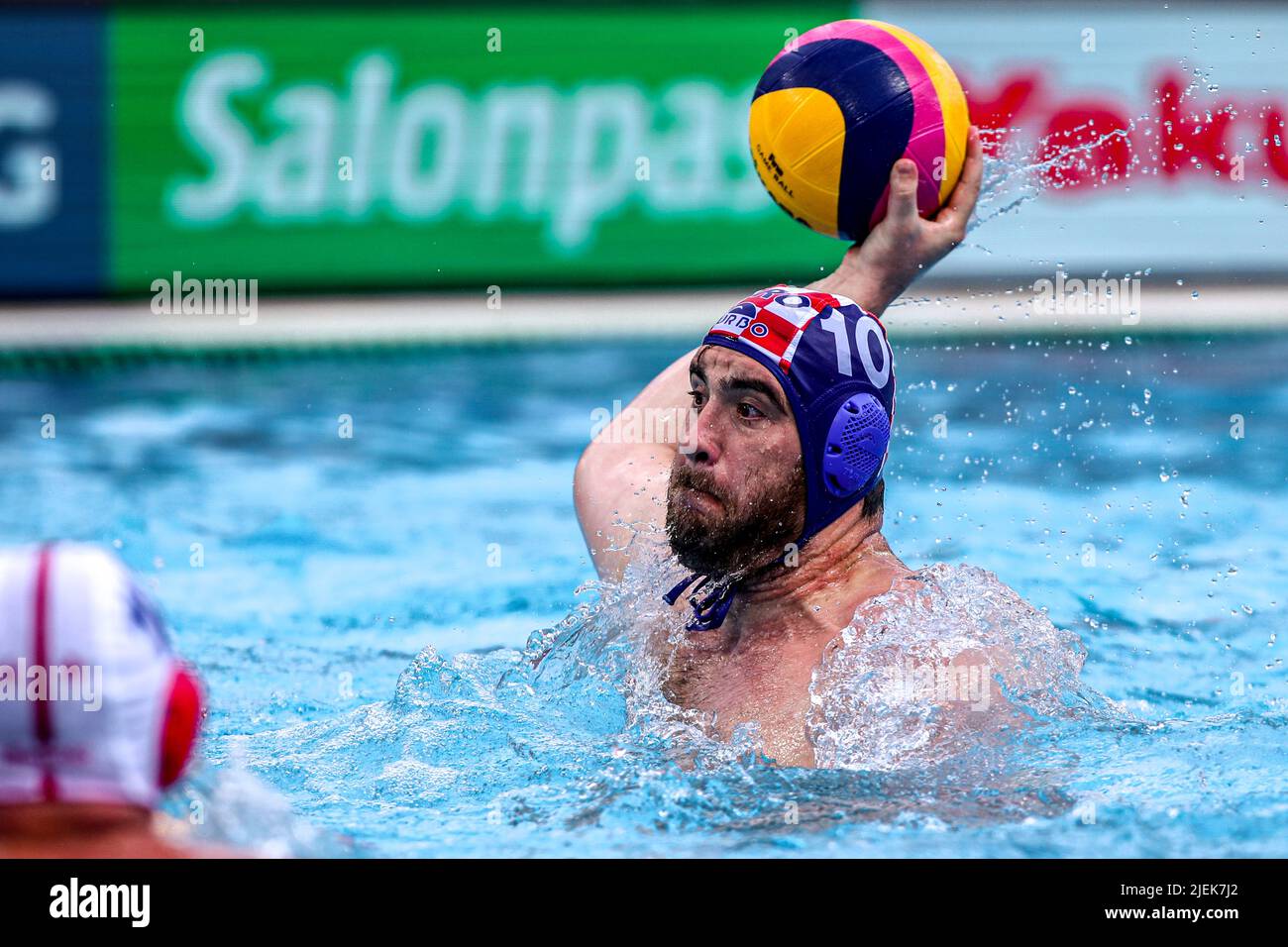 BUDAPEST, HUNGARY - JUNE 27: Josip Vrlic of Croatia during the FINA World Championships Budapest 2022 1/8 finals match between Georgia and Croatia on June 27, 2022 in Budapest, Hungary (Photo by Albert ten Hove/Orange Pictures) Stock Photo