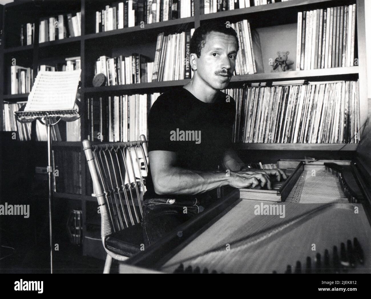 1983 posed portrait of jazz pianist composer Keith Jarrett playing the