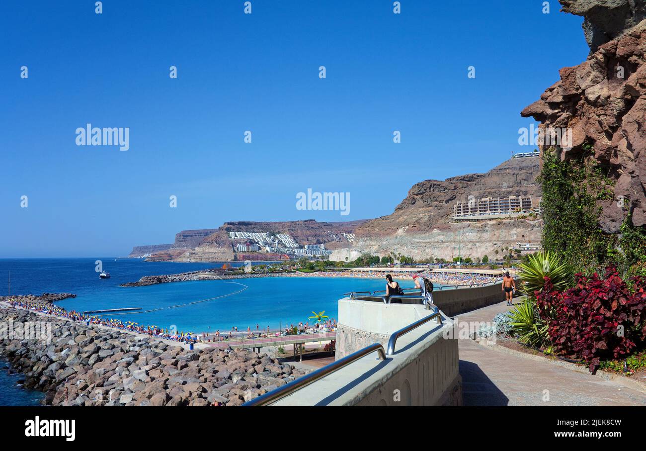 Pedestrian path from Puerto Rico to Amadores beach, Grand Canary, Canary islands, Spain, Europe Stock Photo