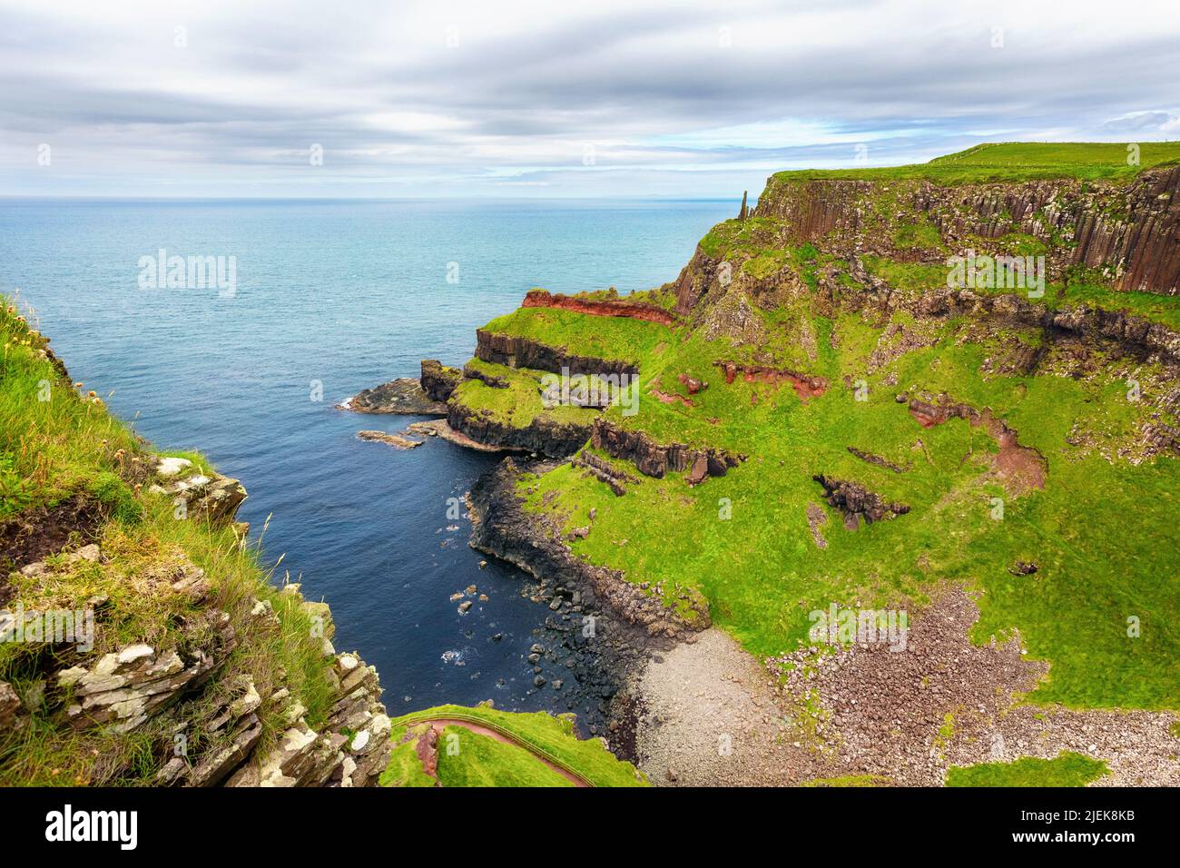 The Amphitheatre, Port Reostan Bay close to Giant's Causeway, County Antrim, Northern Ireland, UK Stock Photo