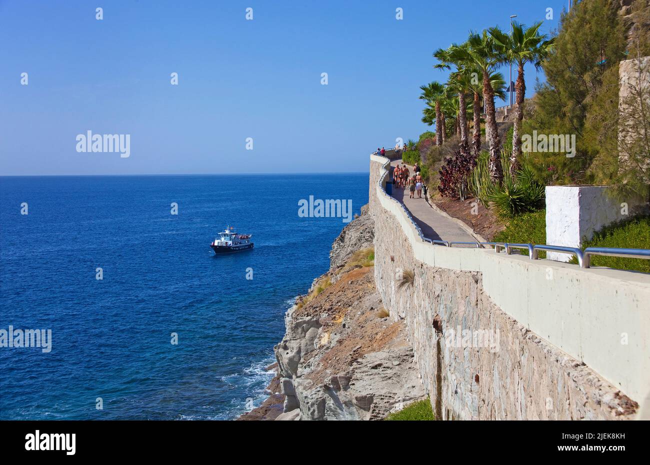 Pedestrian path from Puerto Rico to Amadores beach, Grand Canary, Canary islands, Spain, Europe Stock Photo