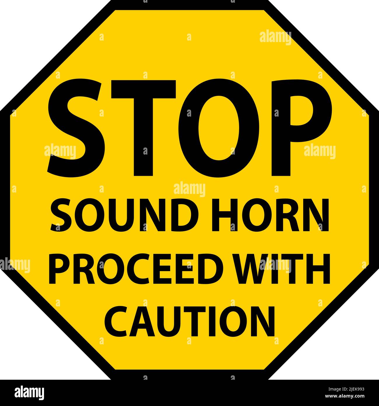 Sound Horn Proceed with Caution Sign On White Background Stock Vector ...