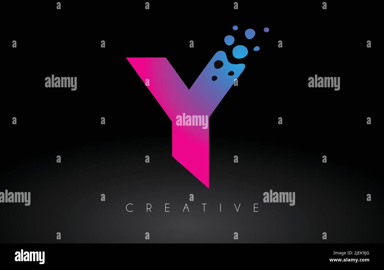 Y Dots Letter Logo Design with Creative Artistic Bubble Cut in Blue ...