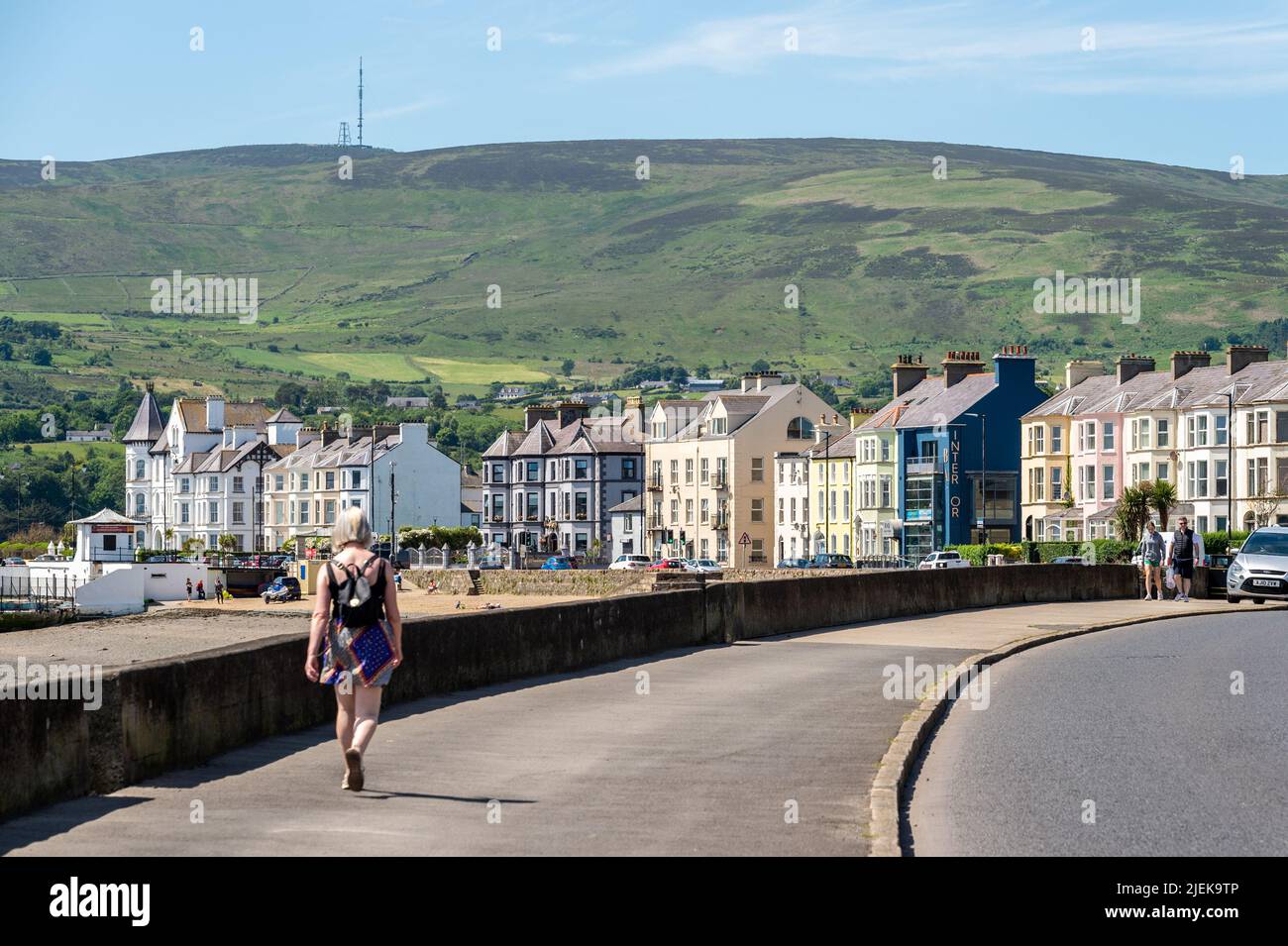 Houses on the seafront in Warrenpoint, County Down, Northern Ireland, UK. Stock Photo