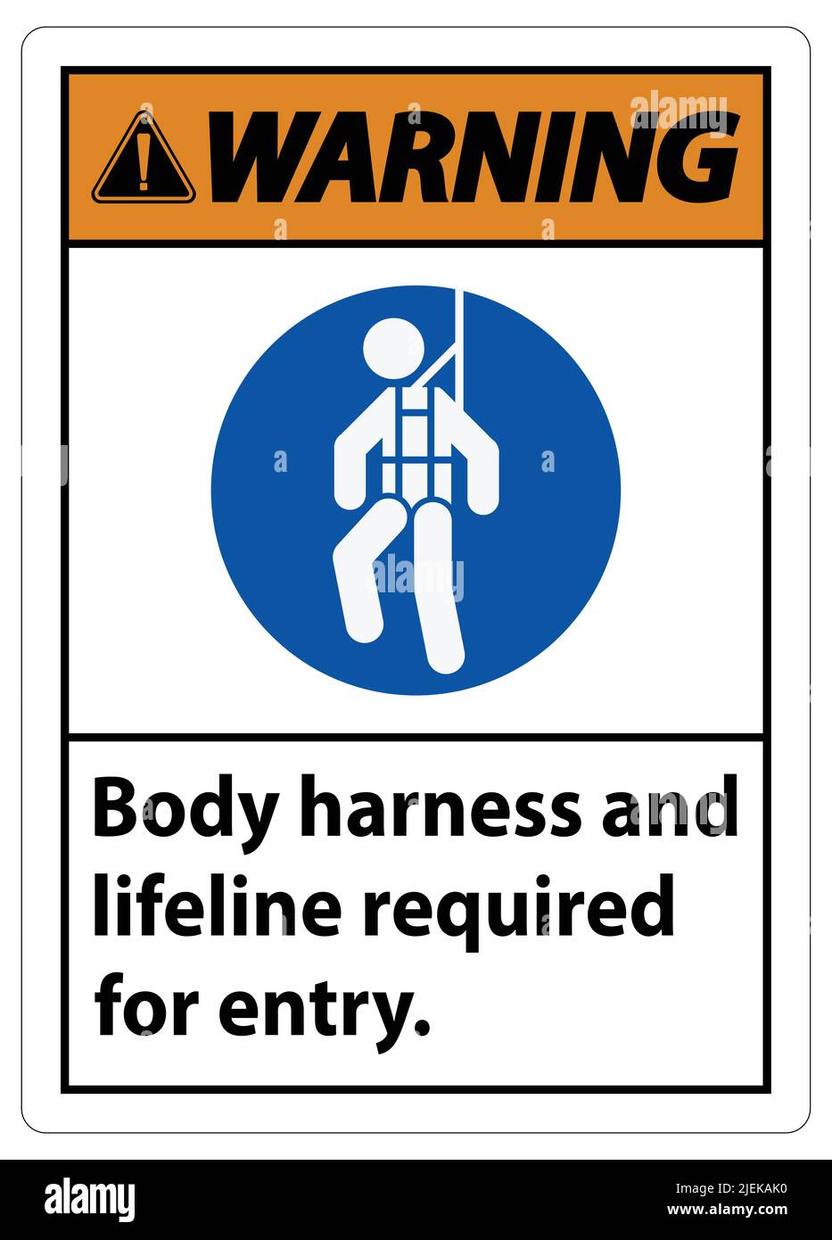 Warning Sign Body Harness And Lifeline Required For Entry Stock Vector