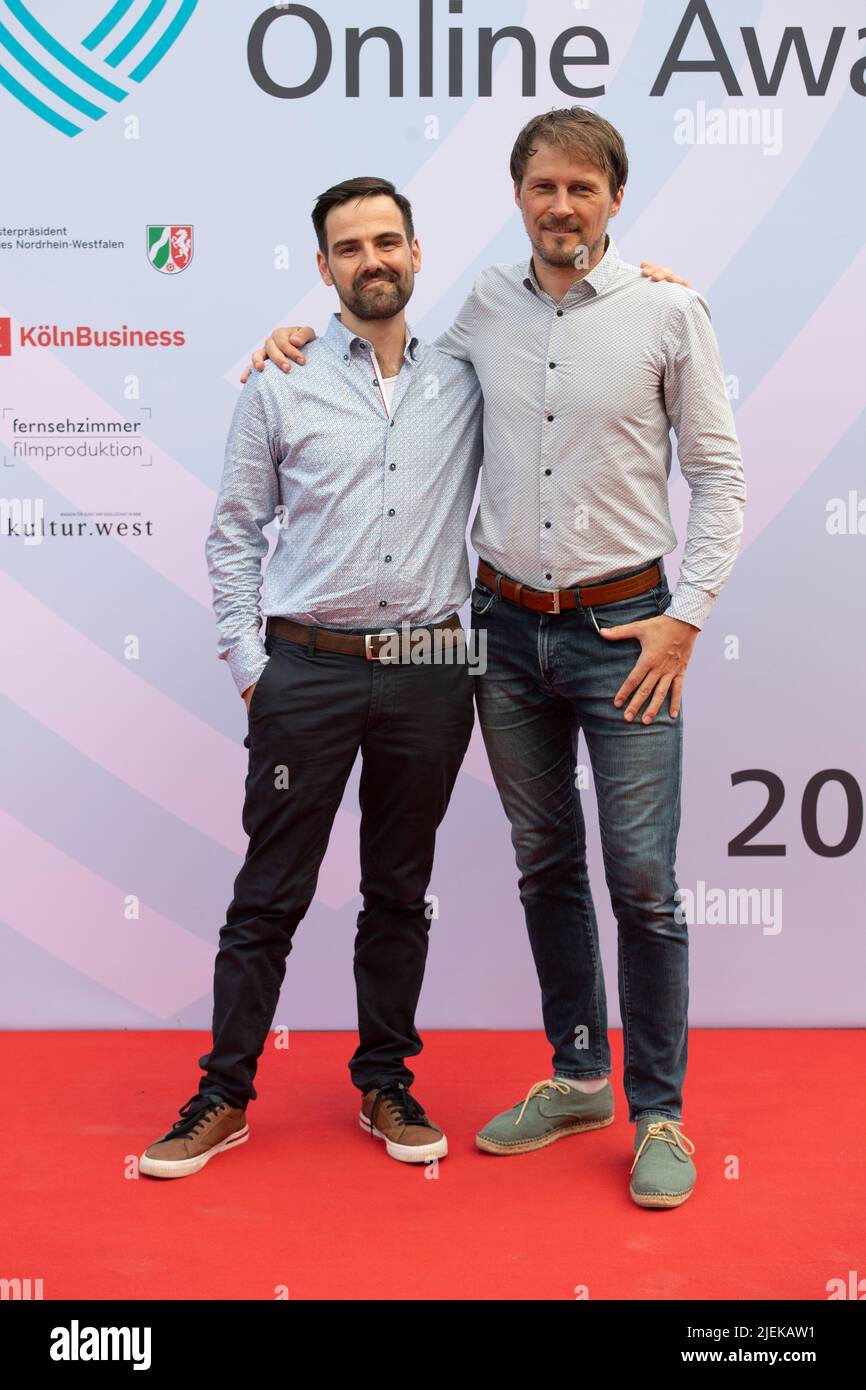 Cologne, Deutschland. 23rd June, 2022. left to right Sascha COLLET, graphic designer, Michael SCHOENHERR, SchÃ¶nherr, red carpet, Red Carpet Show, presentation of the Grimme Online Awards 2022 on June 23, 2022 in the Flora Koeln, Â Credit: dpa/Alamy Live News Stock Photo