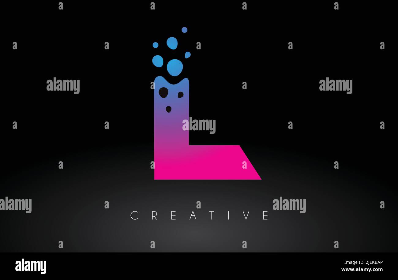 L Dots Letter Logo Design with Creative Artistic Bubble Cut in Blue ...
