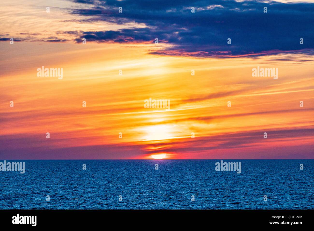 A summer sunset in the Baltic Sea off the coast of Sweden Stock Photo