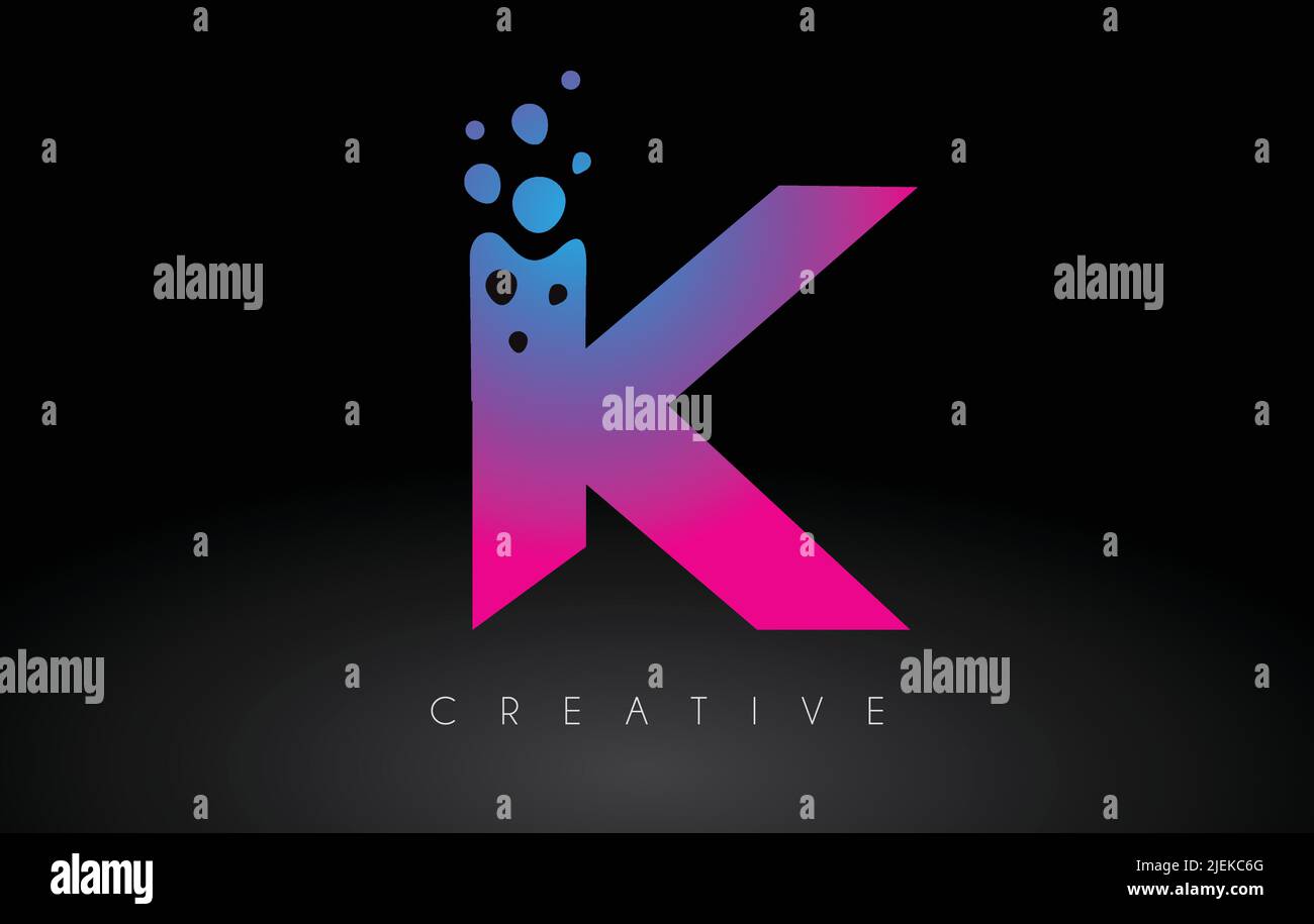 K Dots Letter Logo Design with Creative Artistic Bubble Cut in Blue ...