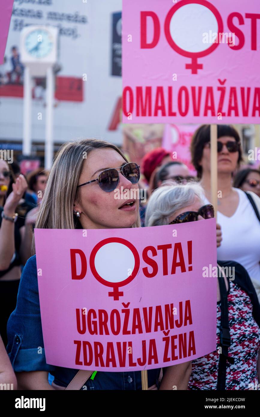 Demonstration in favour of free abortion on demand at the Central square in Zagreb, Croatia Stock Photo
