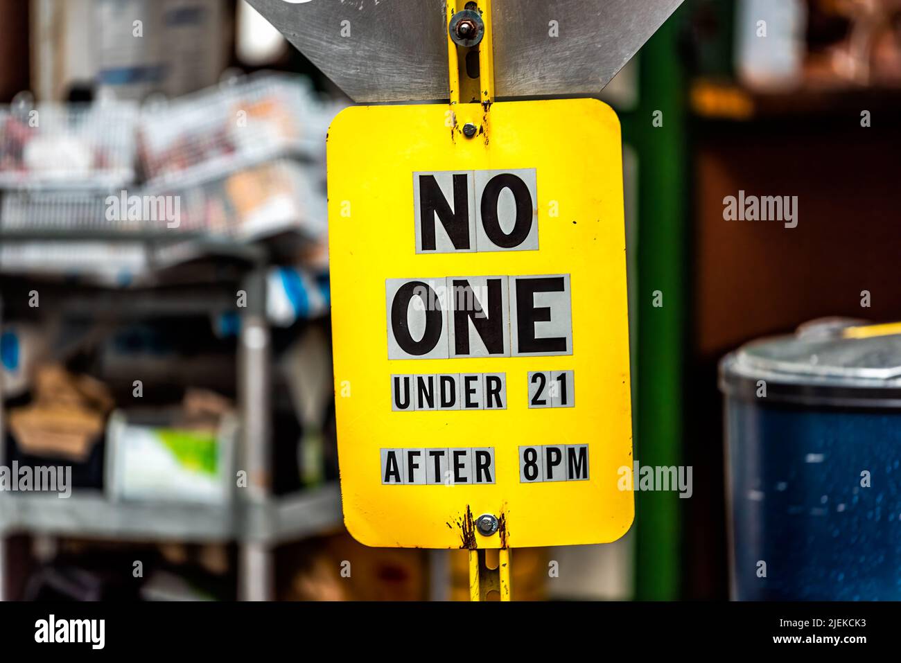 Helen, Bavarian village town with sign for no one under 21