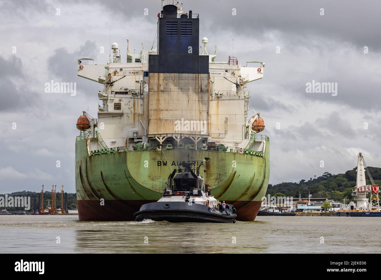 Giant transport ships in the Canal Zone of Panama Stock Photo Alamy
