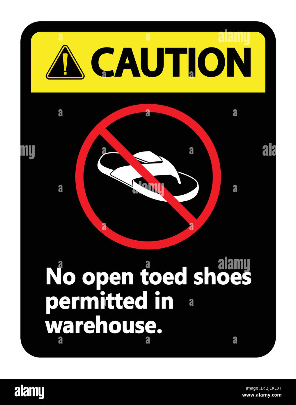 Caution No Open Toed Shoes Sign On White Backgroundvector Illustration