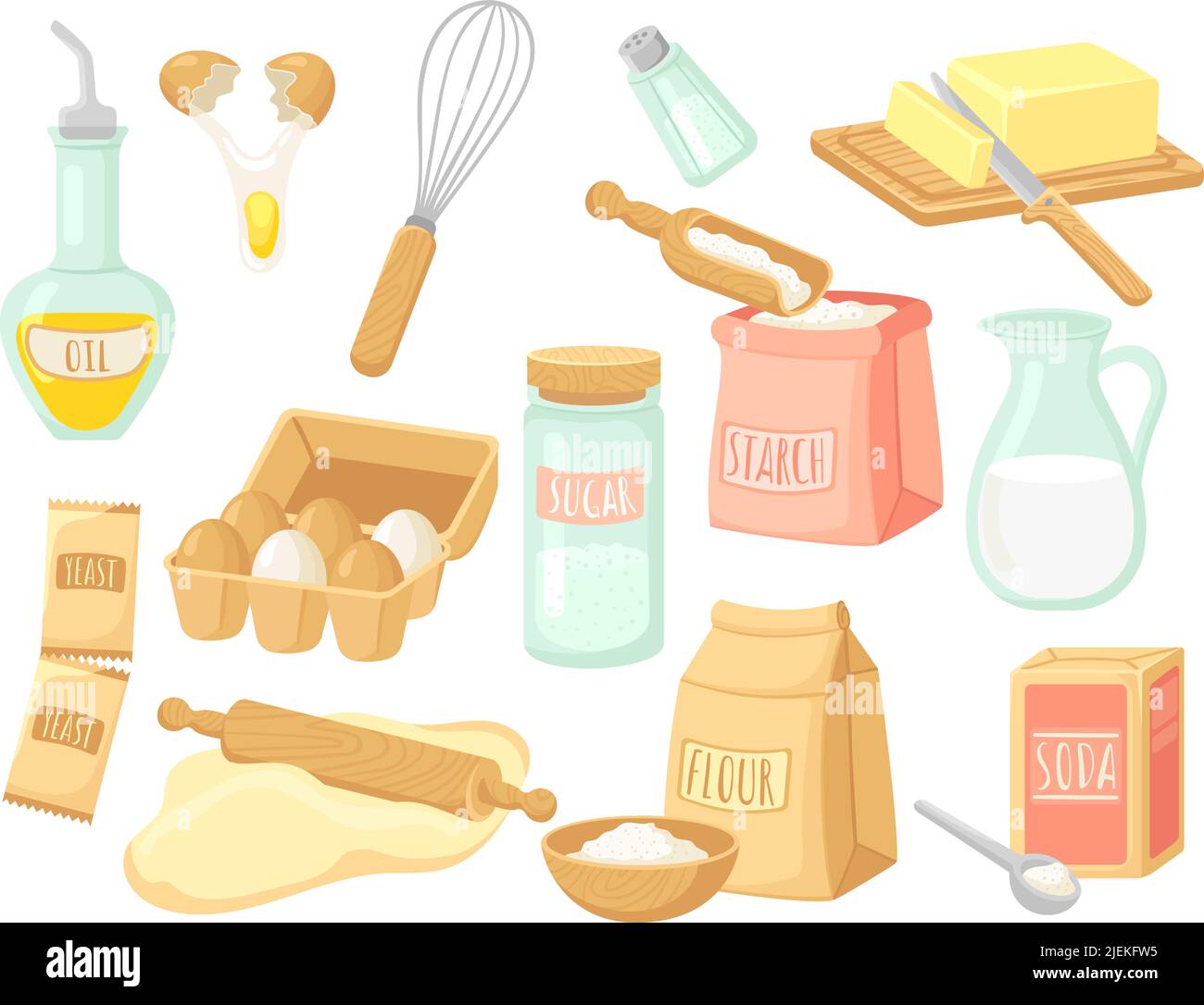 Baking ingredients food and cooking kitchen items Vector Image