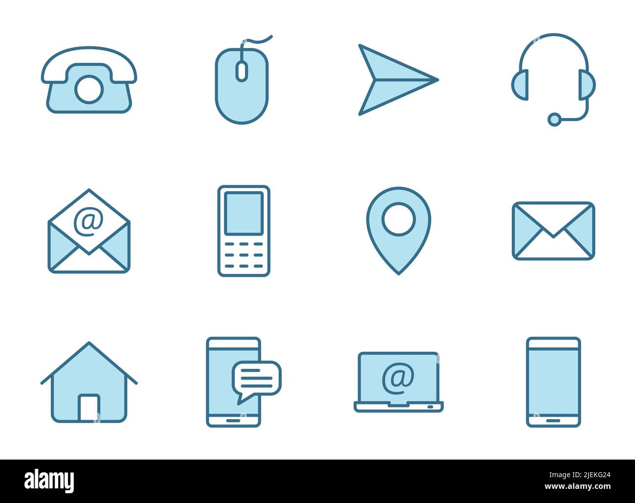contact us linear vector icons in two colors isolated on white ...