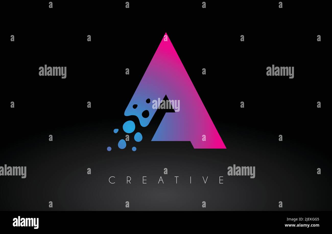 A Dots Letter Logo Design with Creative Artistic Bubble Cut in Blue ...