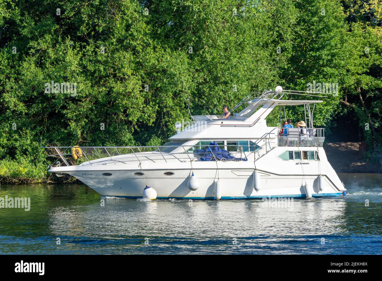 Leisure boat on River Thames, Shepperton, Surrey, England, United Kingdom Stock Photo