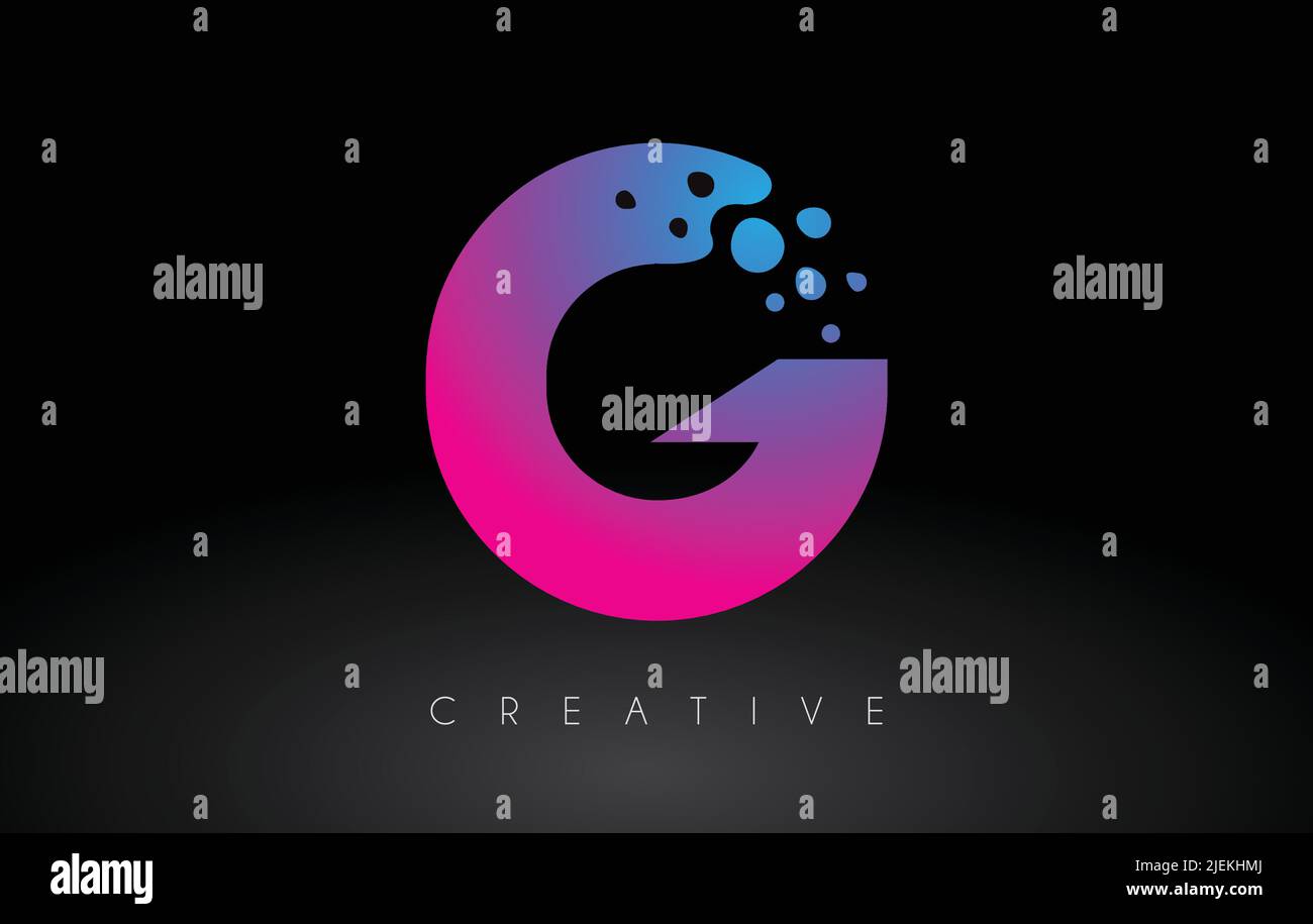 G Dots Letter Logo Design with Creative Artistic Bubble Cut in Blue ...