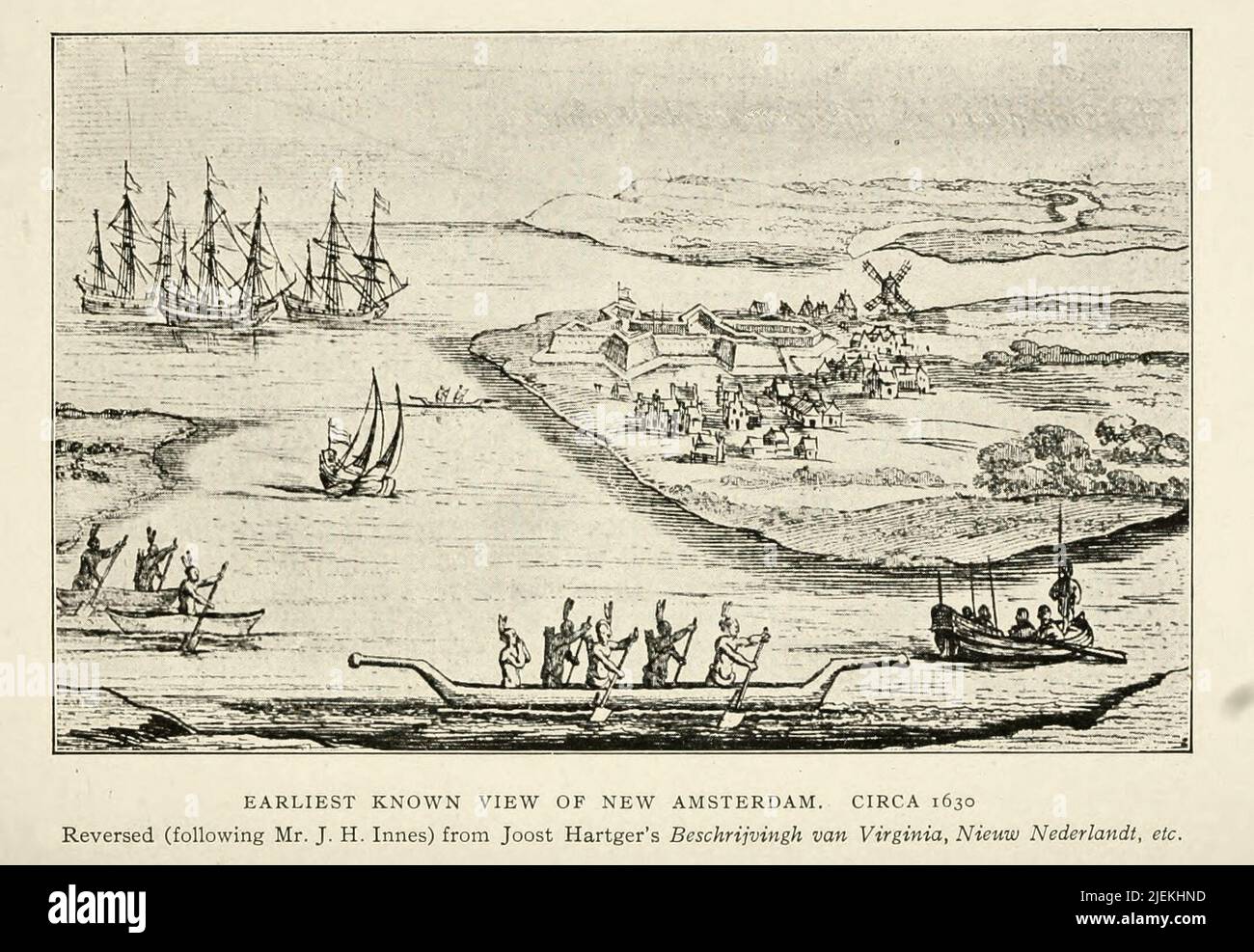 Earliest known view of New Amsterdam, circa 1630 Stock Photo