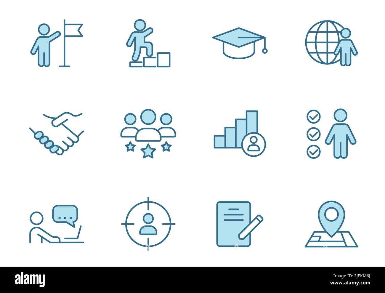 headhunting linear vector icons in two colors isolated on white background. Stock Vector
