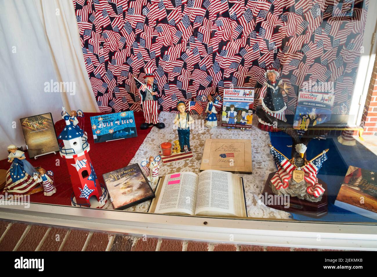 American 4th of July; Independence Day; display celebrating America's Independence from foreign domination.  Independence Day is a federal holiday in Stock Photo