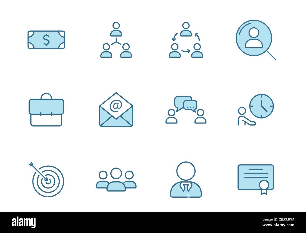 headhunting linear vector icons in two colors isolated on white background. Stock Vector